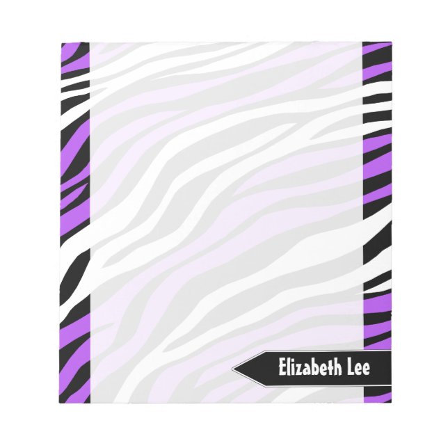 Zebra Print Lila Mix Personalisiert Notepad Notizblock (Vorderseite)