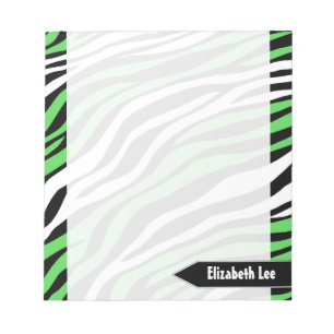 Zebra Print Lime Green Mix Personalisiert Notepad Notizblock