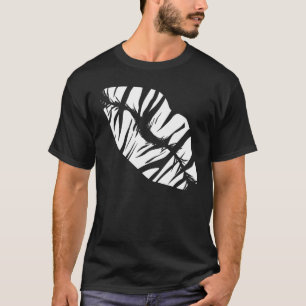 Zebra Print Lips Liebe Kiss Safari Zoo T-Shirt