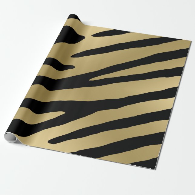 Zebra Print Metallic Gold Muster Geschenkpapier (Ungerollt)