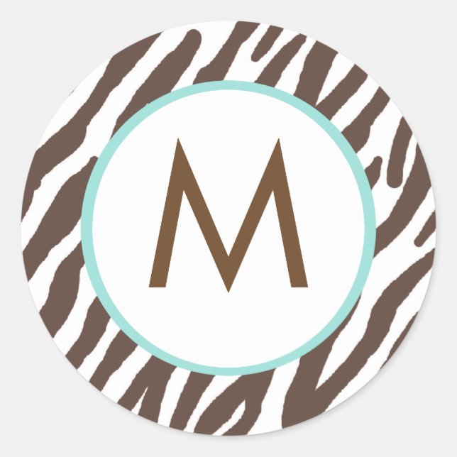 Zebra Print Mit Monogramm Stickers (Vorderseite)