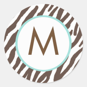 Zebra Print Mit Monogramm Stickers