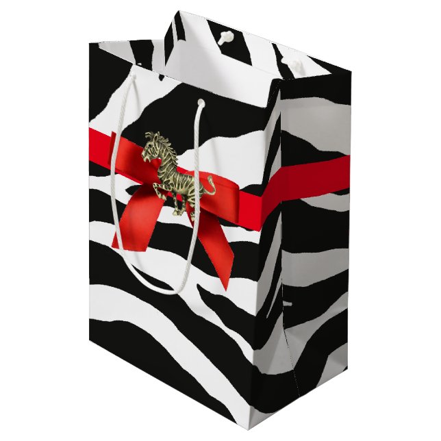 Zebra Print Mittlere Geschenktüte (Vorderseite Schrägansicht)