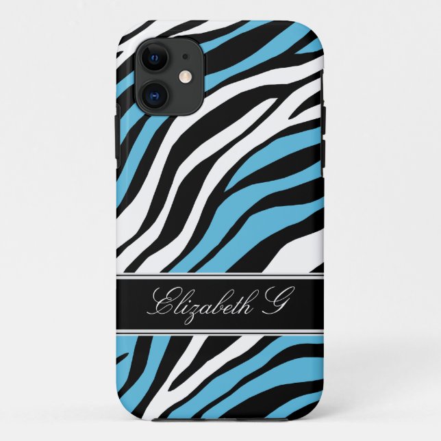Zebra Print Mix Blue iPhone 5 Fall Case-Mate iPhone Hülle (Rückseite)