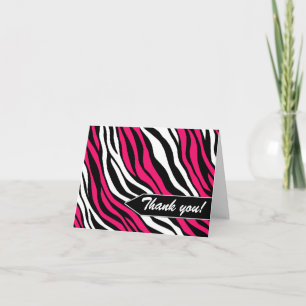 Zebra Print Mix Fuchsia Thank You Cards Dankeskarte
