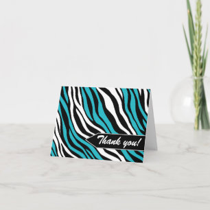 Zebra Print Mix Turquoise Vielen Dank Karten