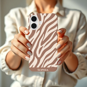 Zebra Print-Mocha Mousse iPhone 16 Hülle