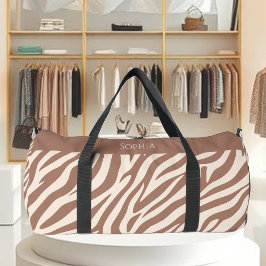 Zebra Print-Mocha Mousse Duffle Bag