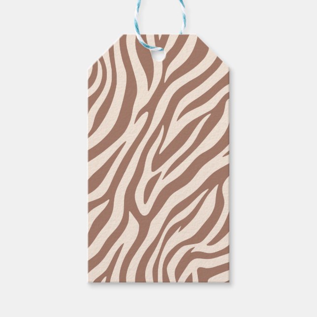 Zebra Print-Mocha Mousse Geschenkanhänger (Vorderseite)