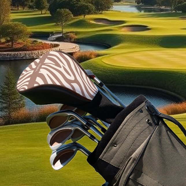 Zebra Print-Mocha Mousse Golf Headcover (Zebra Print-Mocha Mousse Golf Head Cover)