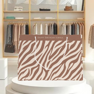 Zebra Print-Mocha Mousse Große Geschenktüte