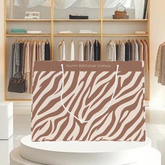 Zebra Print-Mocha Mousse Große Geschenktüte (Zebra Print-Mocha Mousse-Personalized Large Gift Bag )