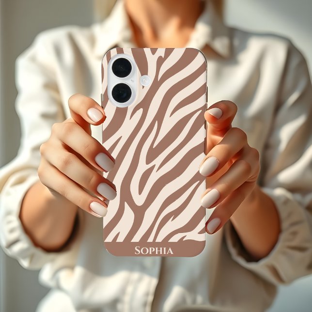 Zebra Print-Mocha Mousse iPhone 16 Hülle (Zebra Print-Mocha Mousse Case-Mate iPhone Case)