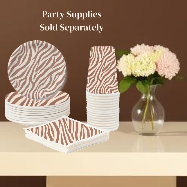 Zebra Print-Mocha Mousse Pappteller (Zebra Print | Mocha Mousse | Party Supplies | Plates)