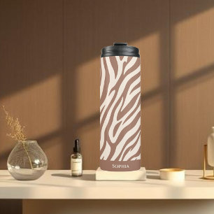 Zebra Print-Mocha Mousse Thermosbecher