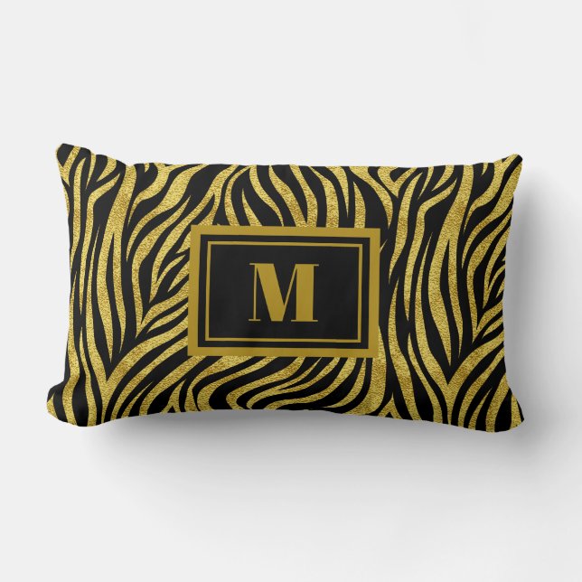 Zebra Print Monogram Lendenkissen (Vorderseite)