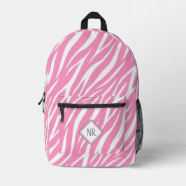 Zebra Print Monogram, niedlich, weiß und rosa Must Bedruckter Rucksack