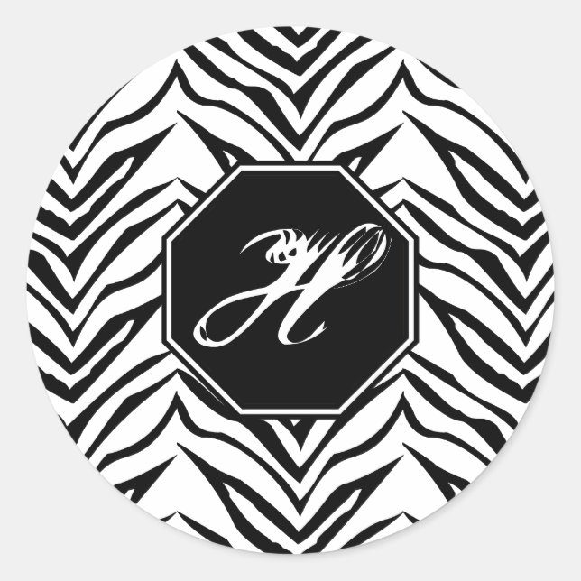 Zebra Print Monogram Stickers (Vorderseite)
