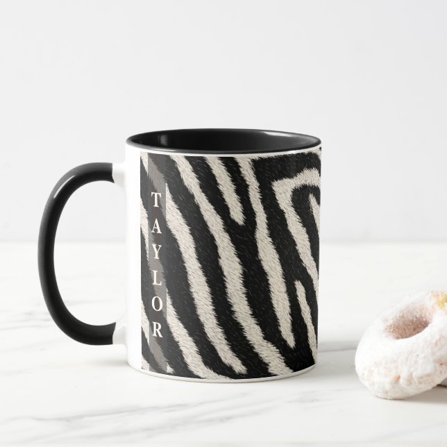 Zebra Print Mug with Custom Name Tasse (Mit Donut)