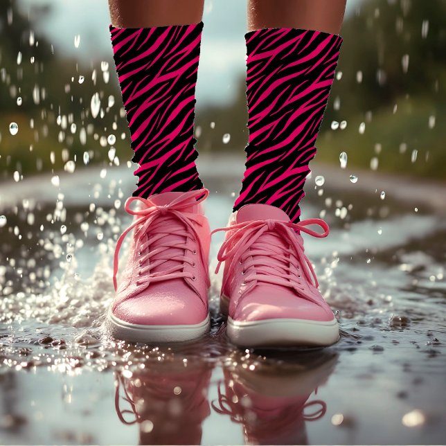 Zebra Print Niedlich Modern & elegant Girly Pink B Socken (Von Creator hochgeladen)