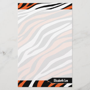 Zebra Print Orange Mix Personalisiert Stationery Briefpapier