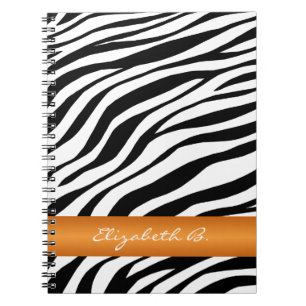 Zebra Print Orange Strip Personalisiertes Notebook Notizblock