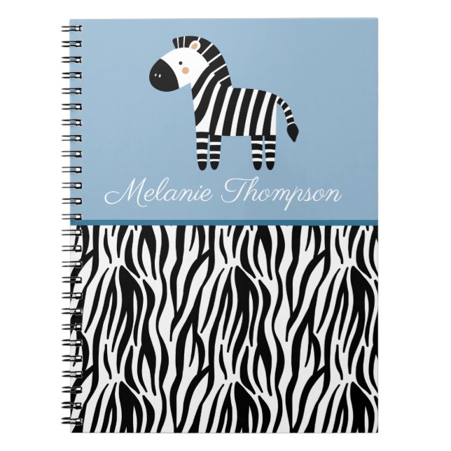 Zebra Print Pattern Individuelle Name Notizblock (Vorderseite)