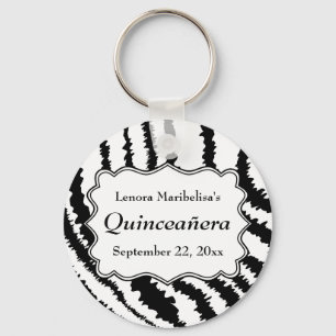Zebra Print Pattern Quinceanera Schlüsselanhänger