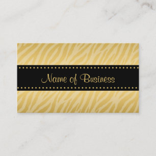Zebra Print Pattern Schwarz und Gold Visitenkarte
