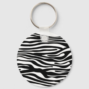 Zebra Print Pattern - Schwarz und Weiß Schlüsselanhänger