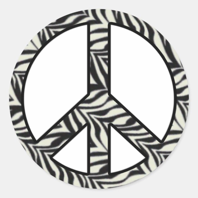 Zebra Print Peace Sign Sticker (Vorderseite)