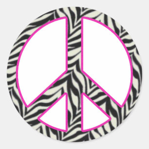 Zebra Print Peace Sign Sticker
