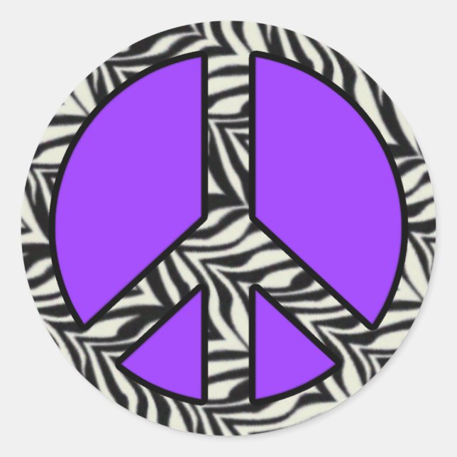 Zebra Print Peace Sign Sticker (Vorderseite)
