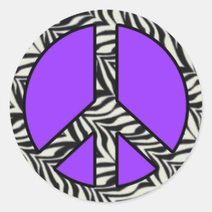 Zebra Print Peace Sign Sticker