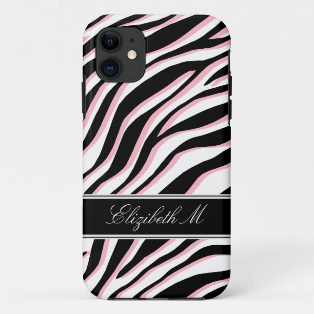 Zebra Print Pink Black & White iPhone 5 Fall Case-Mate iPhone Hülle (Rückseite)