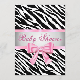Zebra Print Pink Bow Baby Dusche Einladung