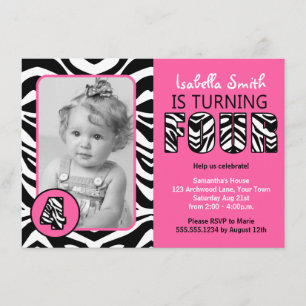 Zebra Print Pink Girls zum Geburtstag Einladung