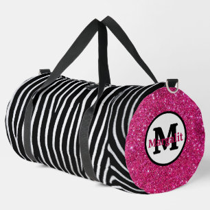 Zebra Print Pink Glitzern Monogram Large Duffle Bag