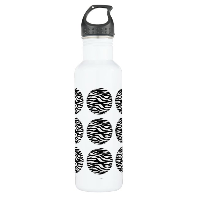 Zebra Print Polka Dots Edelstahlflasche (Vorderseite)