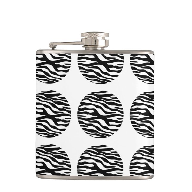 Zebra Print Polka Dots Flask Flachmann (Vorderseite)