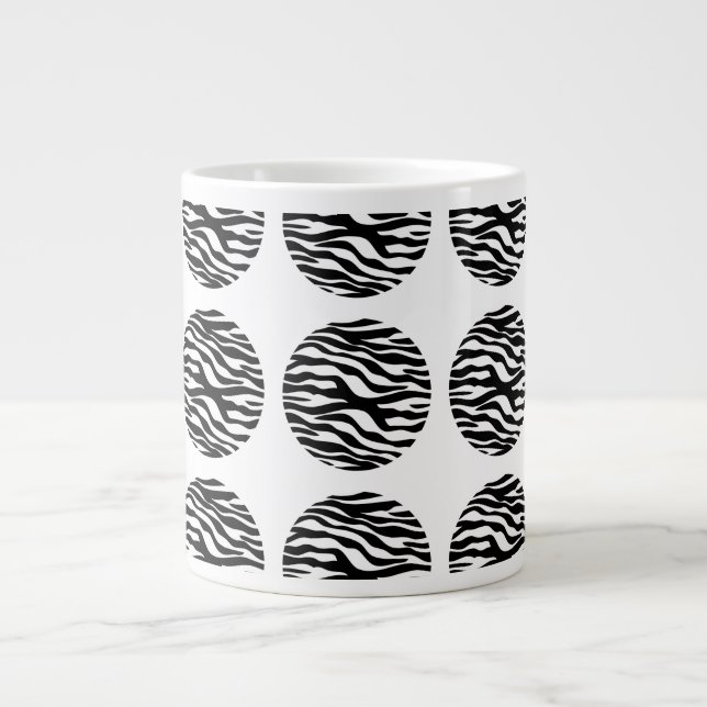 Zebra Print Polka Dots Jumbo Tasse (Vorderseite)
