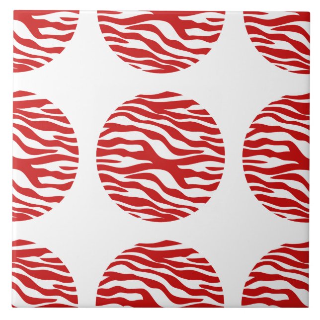 Zebra Print Polka Dots Tile Fliese (Vorderseite)