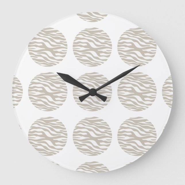 Zebra Print Polka Dots Wall Clock Große Wanduhr (Vorderseite)