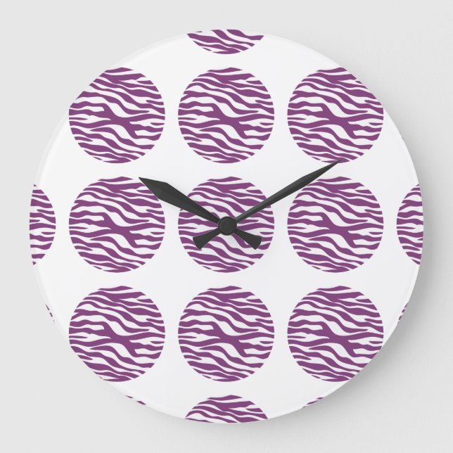 Zebra Print Polka Dots Wall Clock Große Wanduhr (Vorderseite)