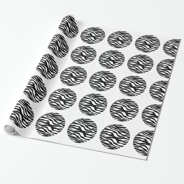 Zebra Print Polka Dots Wrapping Paper Geschenkpapier (Ungerollt)