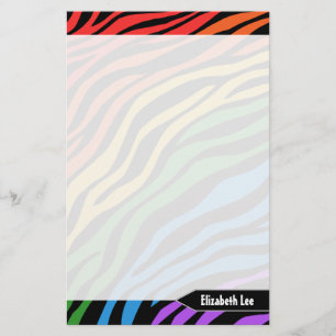 Zebra Print Rainbow Mix Personalisiert Stationery Briefpapier