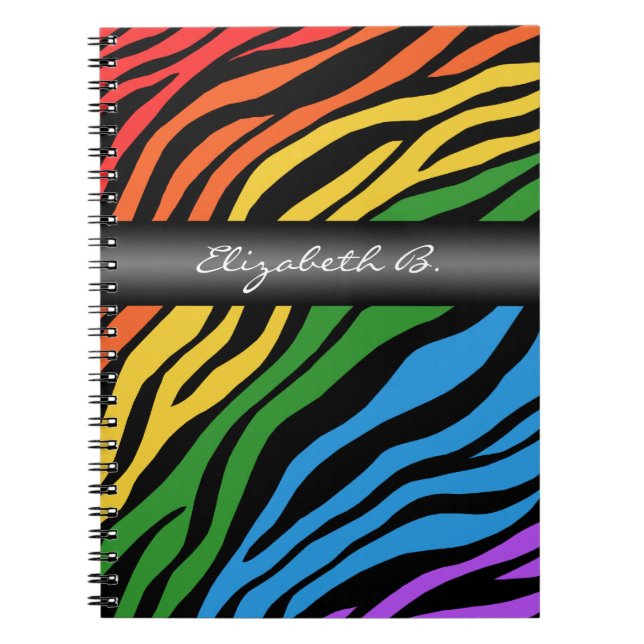 Zebra Print Rainbow Mix Personalisiertes Notebook Notizblock (Vorderseite)