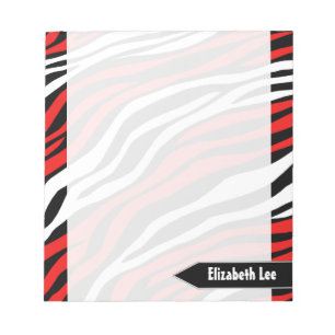 Zebra Print Red Mix Personalisiert Notepad Notizblock