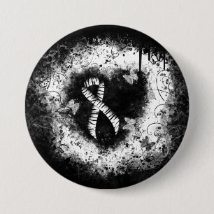 Zebra Print Ribbon Grunge Herz Button