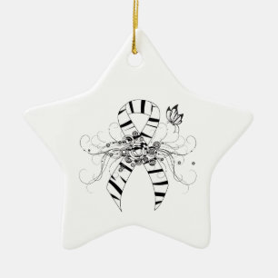 Zebra Print Ribbon mit Butterfly Keramikornament
